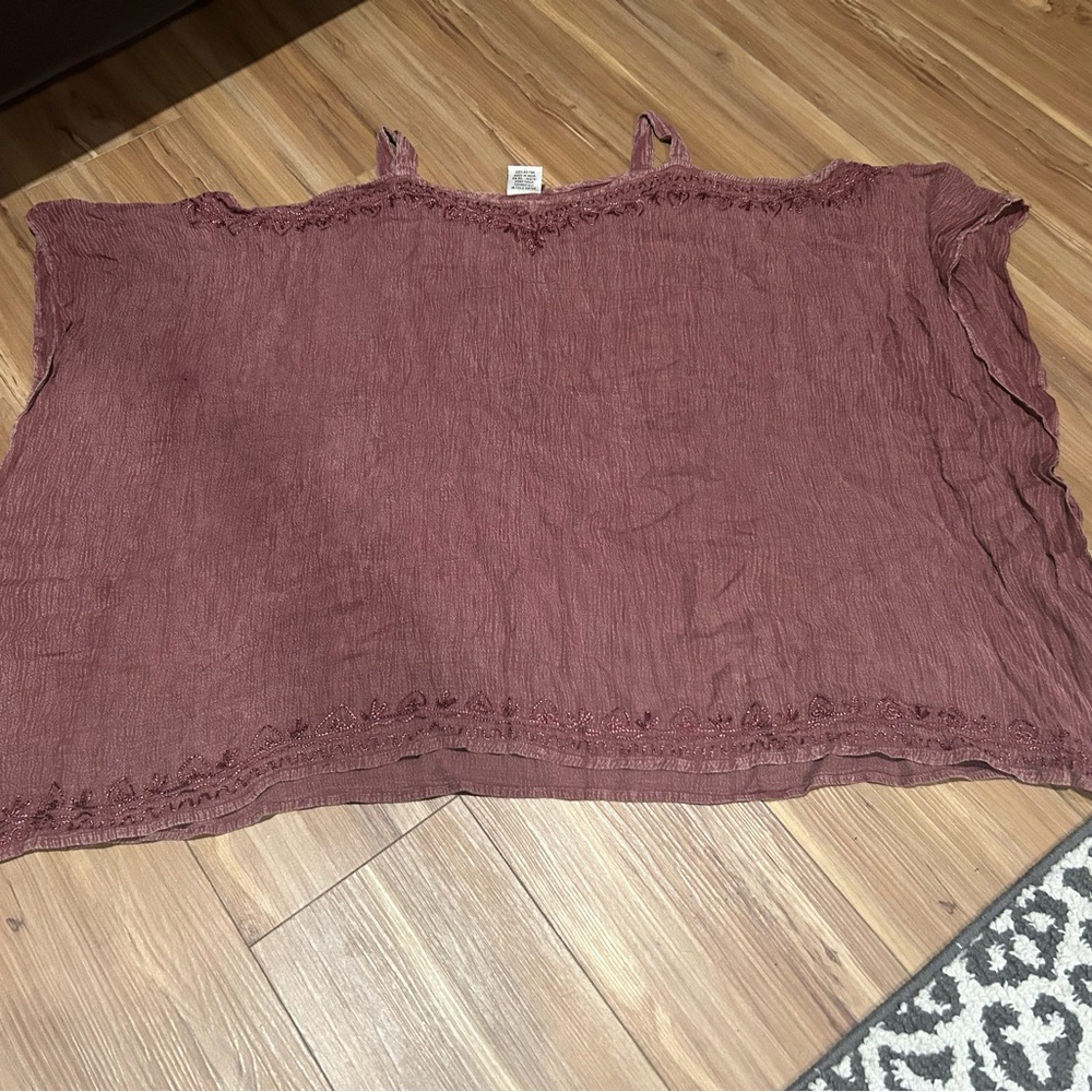 Oversized Bohemian Red Tank Top Free Sized